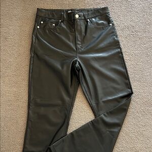 Zara Jet Black Leatherette Trousers L like new